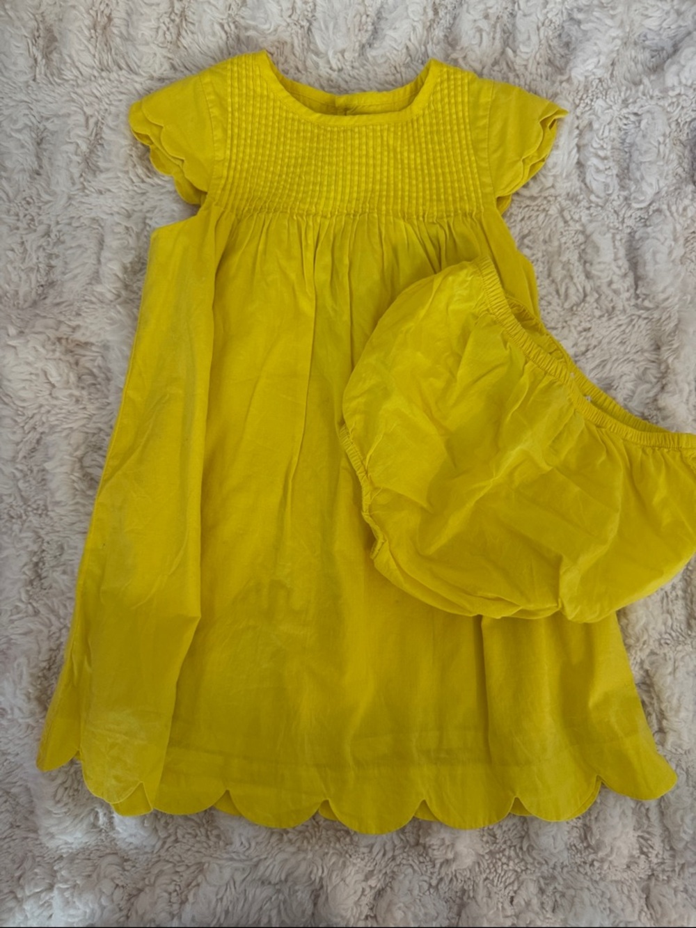 Jacadi Bright Yellow Smocked Toddler Dress with Bloomers